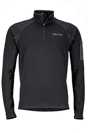 marmot男士t恤长袖立领半拉链修身柔软81140 black s